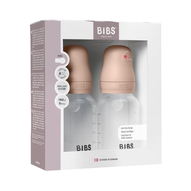 BIBS Baby Bottle Round Silicone Slow Flow Blush 150 ml 2 st | Baby, barn & förälder - Mata - Nappflaskor & vällingflaskor | Apoteka