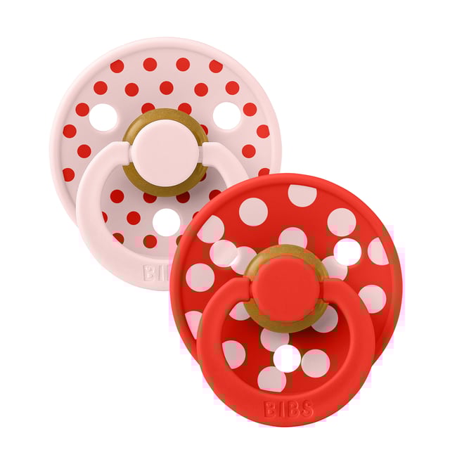BIBS Pacifier Studio Colour Polka Latex Size 2 Blossom/Candy Apple 2 st | Baby, barn & förälder - Nappar & napphållare - Nappar | Apoteka