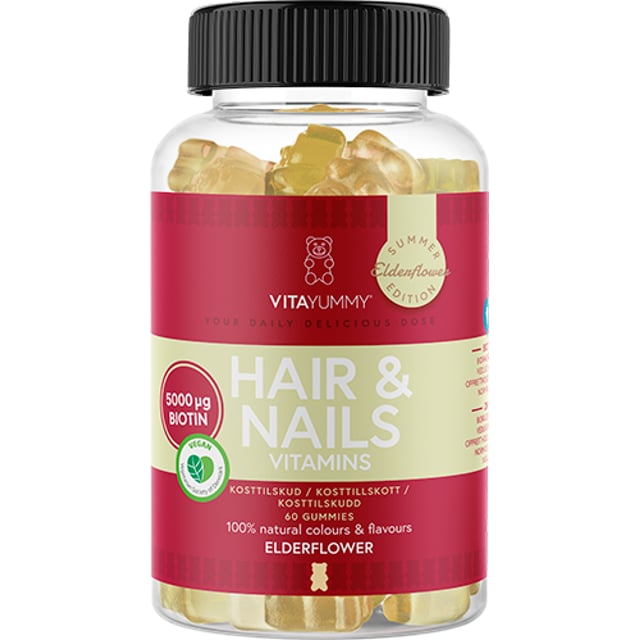 VitaYummy Hair & Nails Elderflower Summer Edition 60 tuggtabletter