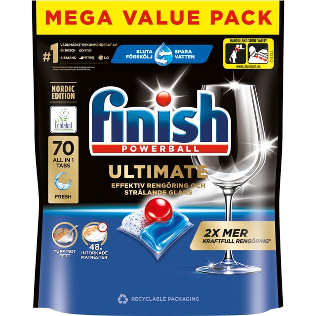 Finish Ultimate All in One Maskindisktabletter 70 st | Hushåll - Diskmedel | Apoteka