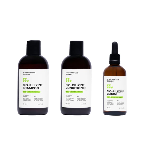 Scandinavian Biolabs Hair Routine Men Shampoo, Conditioner, Serum 600 ml