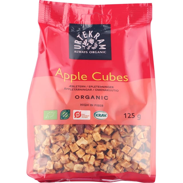 Urtekram Äppeltärningar 125 g | Mat & dryck - Skafferi - Torkad frukt, nötter & frön | Apoteka