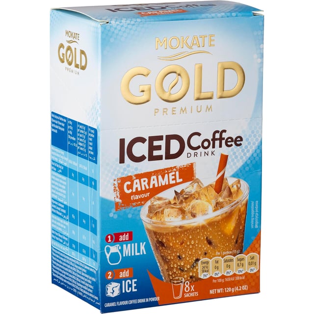 Mokate Iced Coffee Caramel Iskaffedryck Karamell 8-pack 120 g | Mat & dryck - Drycker - Kaffe - Bryggkaffe | Apoteka