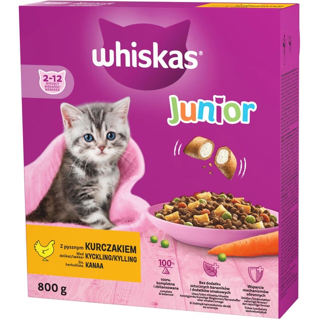 Whiskas Torrfoder Junior 2-12 mån Kyckling 800g | Djur - Djurfoder & tillskott | Apoteka