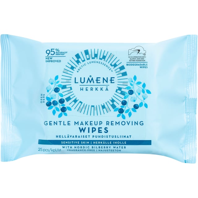 Lumene HERKKÄ Gentle Makeup Removing Wipes 25 st | Hudvård - Ansiktsvård - Ansiktsrengöring - Rengöringsservetter,Smink - Sminkborttagning | Apoteka