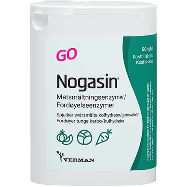 Verman Nogasin GO Matsmältningsenzym 50 tabletter | Vitaminer & kosttillskott - Kosttillskott för mage - Matsmältningsenzymer,Mage & tarm - Matsmältning | Apoteka
