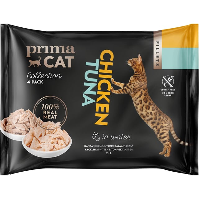 PrimaCat Fillets Kyckling i Vatten & Tonfisk i Vatten 200 g | Djur - Djurfoder & tillskott | Apoteka
