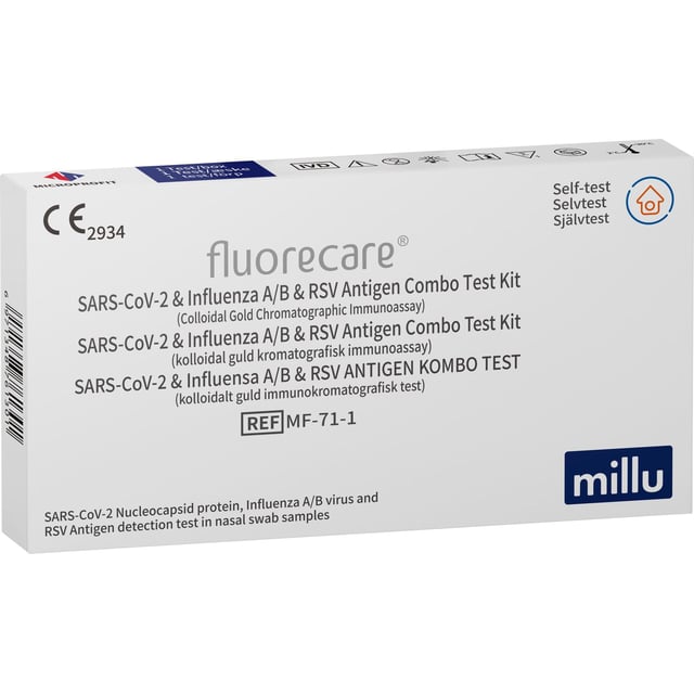 Millu Självtest 4-i-1 SARS-CoV-2, Influensa A/B & RSV 1 st | Hjälpmedel & säkerhet - Självtester - Covid-test | Apoteka