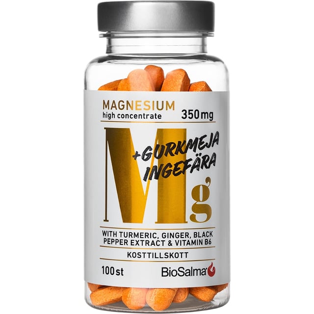 BioSalma Magnesium 350mg + Gurkmeja & Ingefära 100 st | Vitaminer & kosttillskott - Vitaminer & mineraler - Magnesium | Apoteka