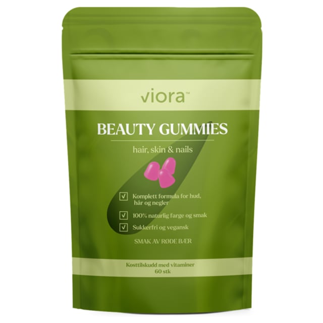 Viora Beauty Gummies Röda Bär 60 st | Vitaminer & kosttillskott - Hud, hår & naglar | Apoteka
