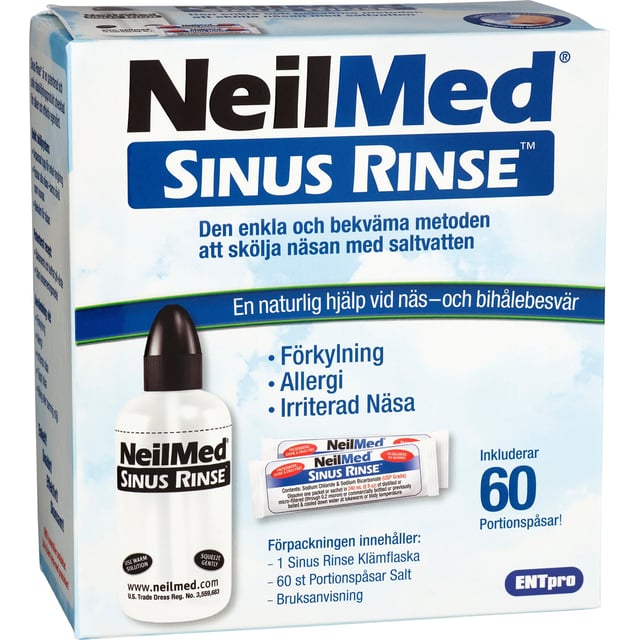 NeilMed Sinus Rinse Nässköljare & Portionspåsar 60 st | Allergi - Pälsallergi,Allergi - Kvalsterallergi,Förkylning - Förebygg förkylning | Apoteka