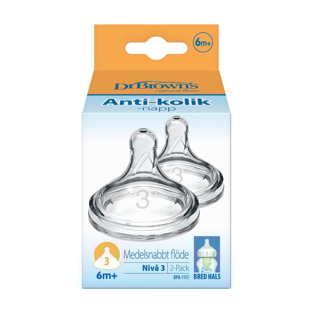 Dr.brown´s Options+ Wide-Neck Stl 3 Dinapp 2 st | Baby, barn & förälder - Mata - Dinappar | Apoteka