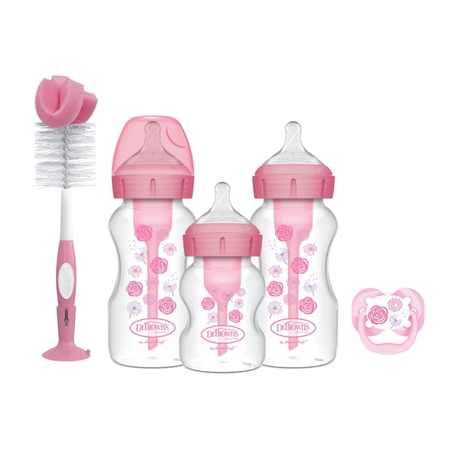 Dr Browns WideNeck Options+ Pink Gift Set 3 st | Baby, barn & förälder - Mata - Flaskborstar,Baby, barn & förälder - Mata - Nappflaskor för nyfödda,Baby, barn & förälder - Mata - Nappflaskor & vällingflaskor | Apoteka