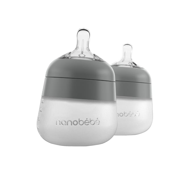 Nanobébé Flexy silikonflaska Anti-kolik 150 ml Grå 2st | Baby, barn & förälder - Mata - Nappflaskor & vällingflaskor | Apoteka