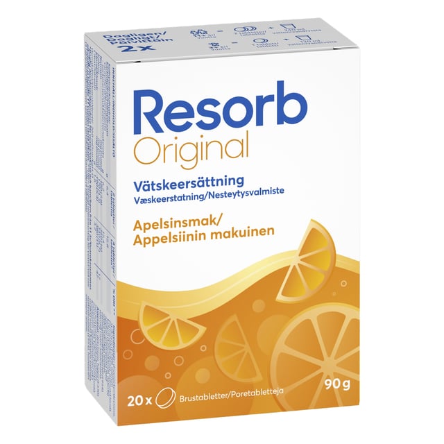 Resorb Vätskeersättning Apelsinsmak 90 g | Baby, barn & förälder - Lilla apoteket - Mage & tarm hos barn - Vätskeersättning för barn,Mage & tarm - Vätskeersättning,Träning - Vätskeersättning,Hjälpmedel & säkerhet - Till resan | Apoteka
