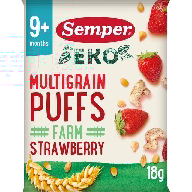 Semper Multigrain Puffs Strawberry EKO 18 g | Mat & dryck - Skafferi - Kakor & kex,Mat & dryck - Barnmat - Barnmat mellanmål,Baby, barn & förälder - Barnmat - Barnmat mellanmål | Apoteka