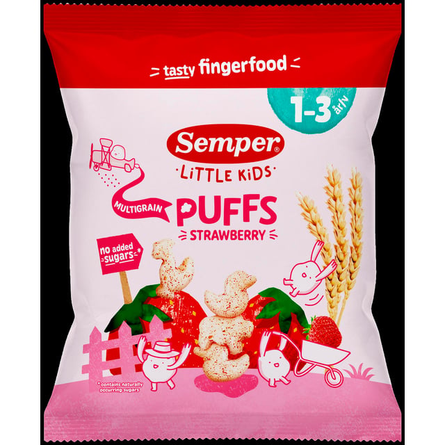 Semper Multigryn Puffs Jordgubb 1-3 år 18 g | Mat & dryck - Barnmat - Barnmat mellanmål,Baby, barn & förälder - Barnmat - Barnmat mellanmål | Apoteka