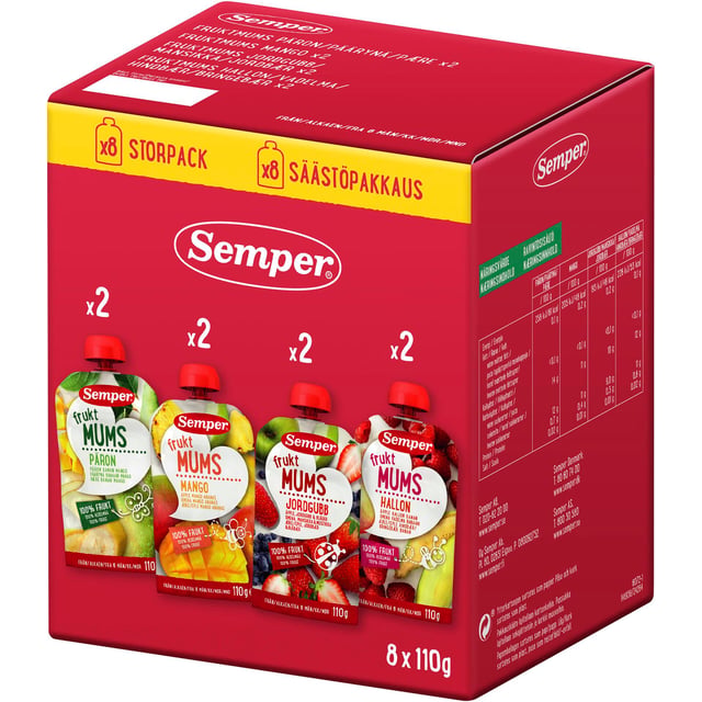 Semper Fruktmums Mix 6 månader 8 st