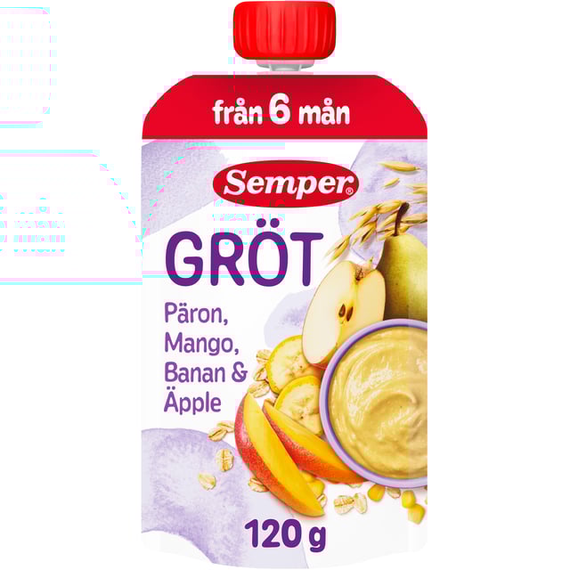 Semper Grötklämmis Päron & Mango 6 månader 120 g | Mat & dryck - Barnmat - Gröt,Baby, barn & förälder - Barnmat - Gröt,Mat & dryck - Barnmat - Barnmat mellanmål,Baby, barn & förälder - Barnmat - Barnmat mellanmål | Apoteka