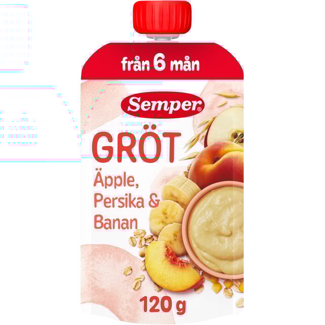 Semper Grötklämmis Äpple, Persika & Banan 120 g | Mat & dryck - Barnmat - Barnmat mellanmål,Baby, barn & förälder - Barnmat - Barnmat mellanmål,Baby, barn & förälder - Barnmat - Klämmisar | Apoteka