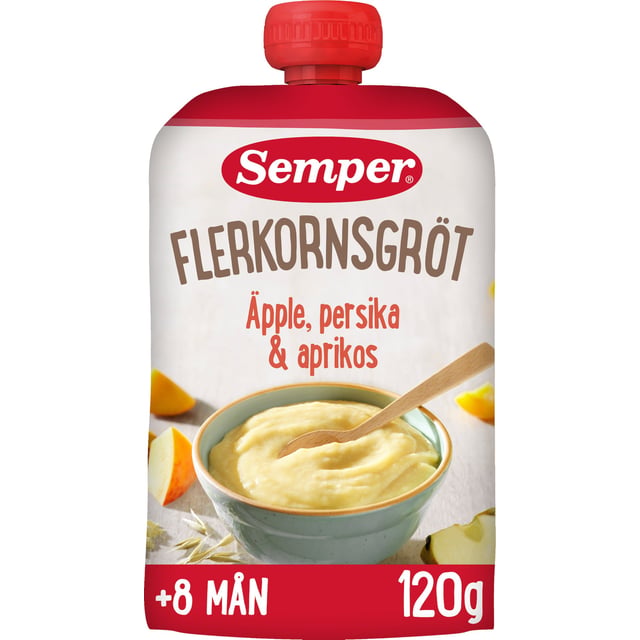 Semper Flerkornsgröt Äpple, persika & aprikos 120g