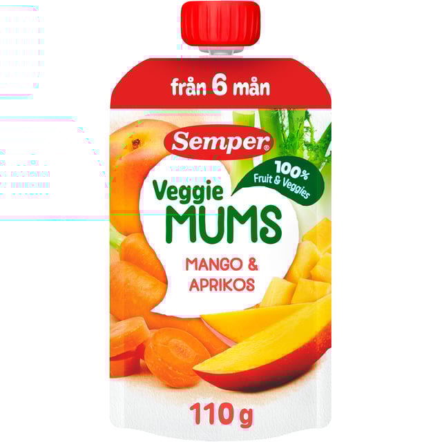 Semper Veggiemums Klämmis Mango & Aprikos från 6 månader 110 g | Baby, barn & förälder - Barnmat - Klämmisar,Mat & dryck - Barnmat - Barnmat mellanmål,Baby, barn & förälder - Barnmat - Barnmat mellanmål | Apoteka