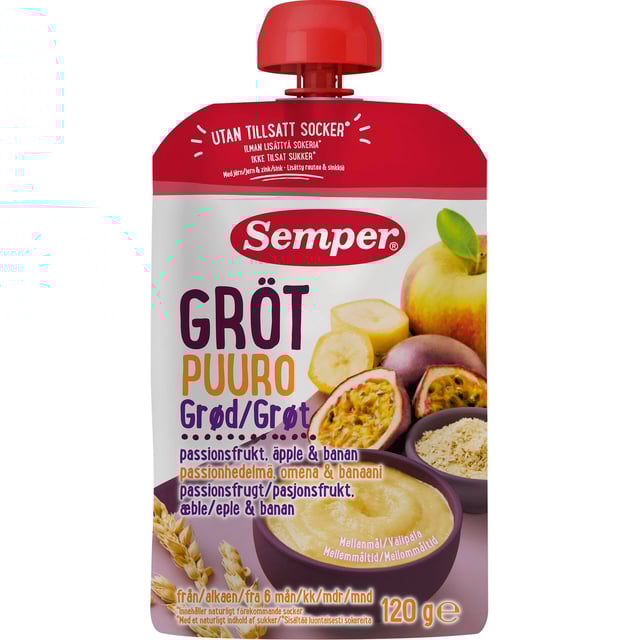 Semper Gröt Passionsfrukt 6 månader 120 g | Baby, barn & förälder - Barnmat - Klämmisar,Mat & dryck - Barnmat - Barnmat mellanmål,Baby, barn & förälder - Barnmat - Barnmat mellanmål | Apoteka