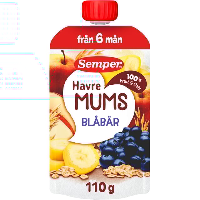 Semper Havremums Klämmis Blåbär från 6 månader 110 g | Baby, barn & förälder - Barnmat - Klämmisar,Mat & dryck - Barnmat - Barnmat mellanmål,Baby, barn & förälder - Barnmat - Barnmat mellanmål | Apoteka