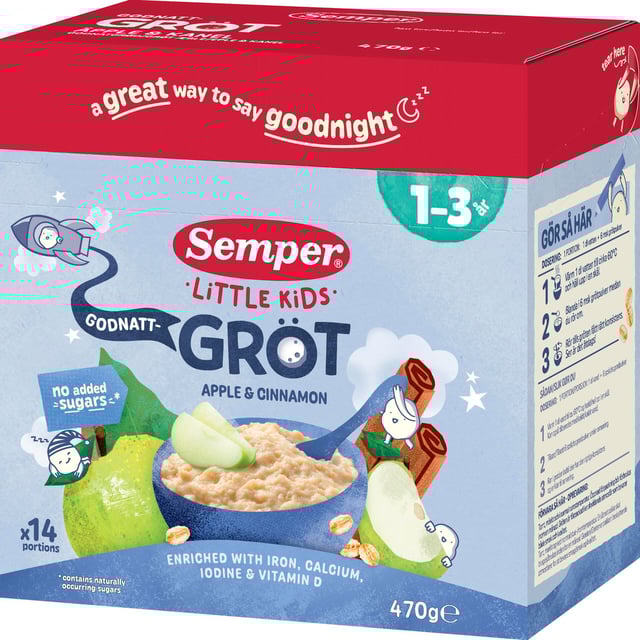 Semper Godnatt Gröt Äpple & Kanel 1-3 år | Mat & dryck - Barnmat - Gröt,Baby, barn & förälder - Barnmat - Gröt | Apoteka