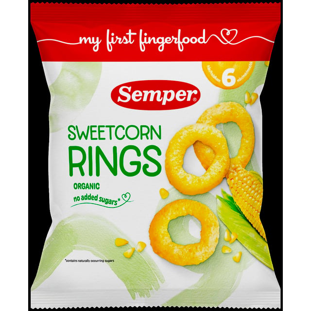 Semper Sweetcorn Rings 6 månader 20 g | Mat & dryck - Barnmat - Barnmat mellanmål,Baby, barn & förälder - Barnmat - Barnmat mellanmål | Apoteka