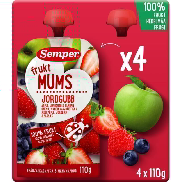 Semper Fruktmums Jordgubb 6 månader 4-pack | Baby, barn & förälder - Barnmat - Klämmisar,Mat & dryck - Barnmat - Barnmat mellanmål,Baby, barn & förälder - Barnmat - Barnmat mellanmål | Apoteka