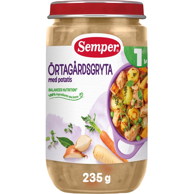 Semper Örtagårdsgryta med Potatis 1 år 235 g | Baby, barn & förälder - Barnmat - Barnmat måltid | Apoteka