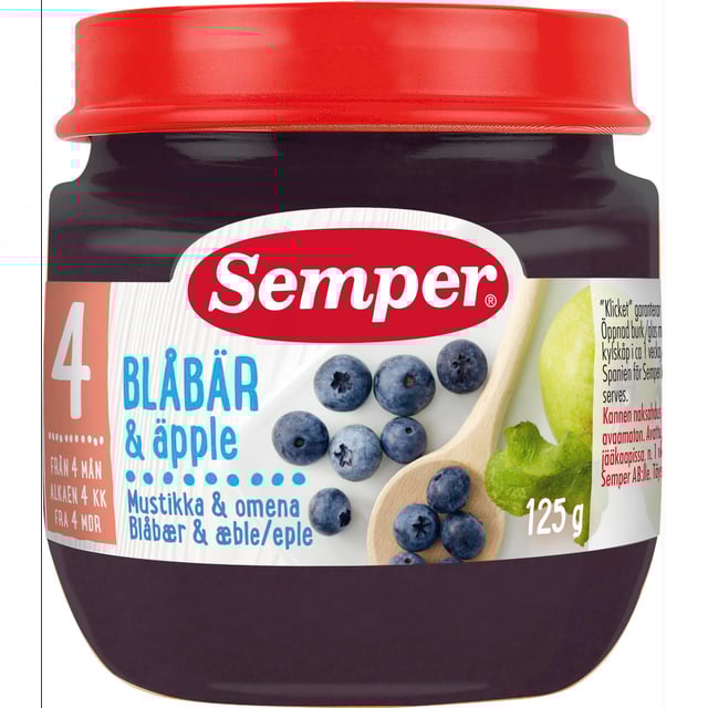 Semper Blåbär & Äpple 4 månader | Baby, barn & förälder - Barnmat - Barnmat måltid | Apoteka