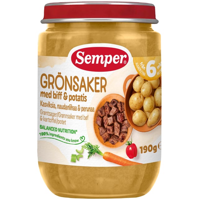 Semper Grönsaker Med Biff Från 6 månader | Baby, barn & förälder - Barnmat - Barnmat måltid | Apoteka