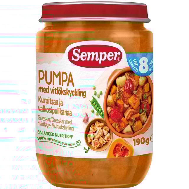Semper Pumpa Med Vitlökskyckling Från 8 månader | Baby, barn & förälder - Barnmat - Barnmat måltid | Apoteka