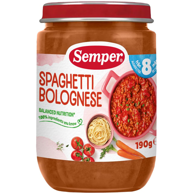 Semper Spaghetti Bolognese 8 månader | Mat & dryck - Barnmat - Barnmat måltid,Baby, barn & förälder - Barnmat - Barnmat måltid | Apoteka