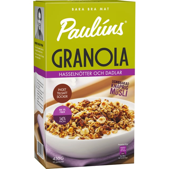 Paulúns Granola Hasselnöt 450 g | Mat & dryck - Skafferi - Gröt, flingor & müsli | Apoteka