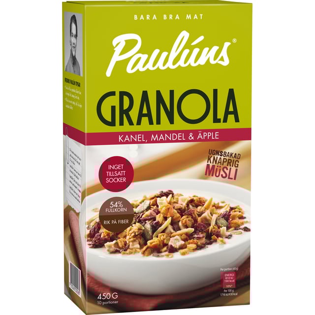 Paulúns Granola Kanel Mandel Äpple 450 g | Mat & dryck - Skafferi - Gröt, flingor & müsli | Apoteka