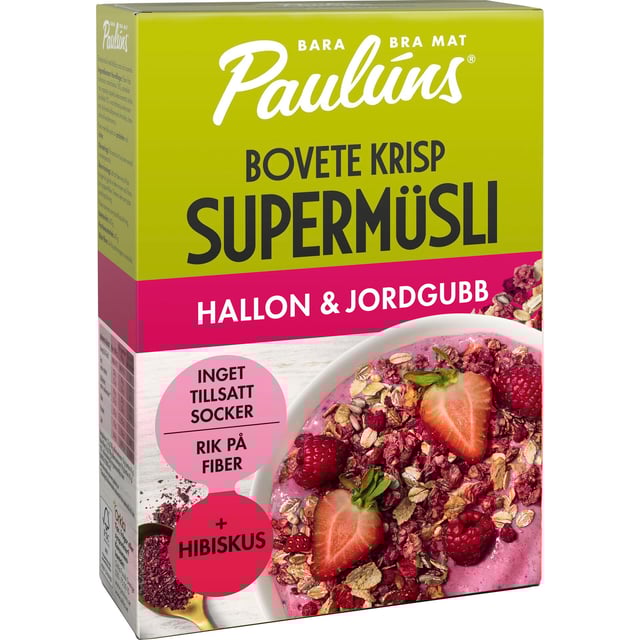 Paulúns Müsli med Hallon och Jordgubb 400 g | Mat & dryck - Skafferi - Gröt, flingor & müsli | Apoteka