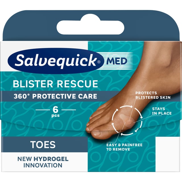 Salvequick Med Blister Rescue Toes Skavsårsplåster 6 st | Sår, bett & stick - Sår - Plåster - Skavsårsplåster,Hudvård - Händer & fötter - Skavsårsplåster | Apoteka