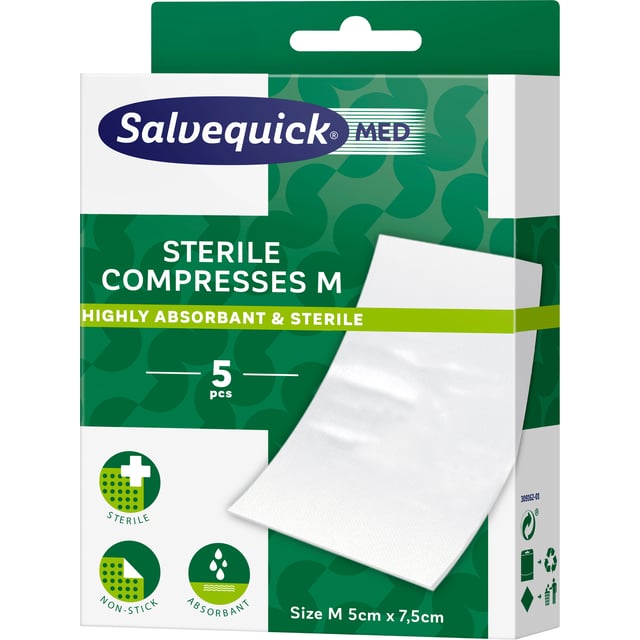 Salvequick MED Compress Medium 5 cm x 7,5 cm | Sår, bett & stick - Sår - Kompress | Apoteka
