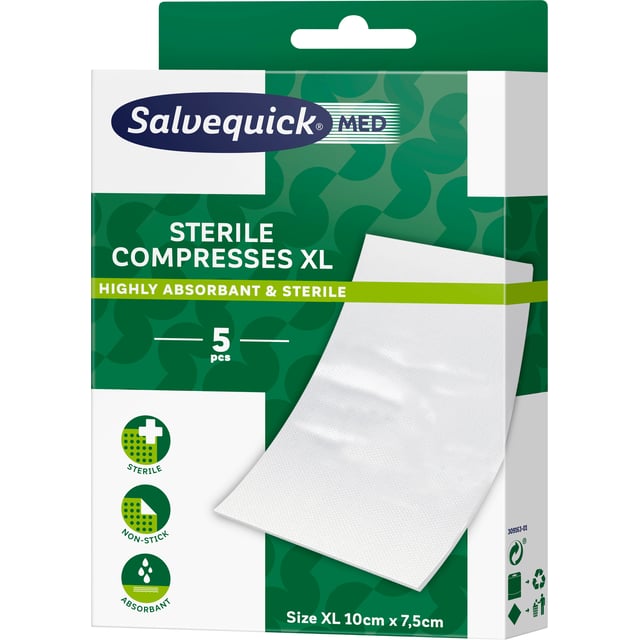 Salvequick MED Compress XL 10 cm x 7,5 cm | Sår, bett & stick - Sår - Kompress | Apoteka