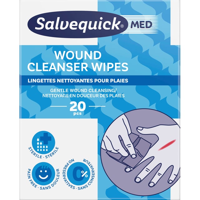 Salvequick MED Wound Cleanser Wipes 20 st | Baby, barn & förälder - Lilla apoteket - Sårtvätt för barn | Apoteka