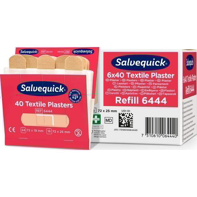Salvequick Textilplåster Refill 6 x 40 plåster | Sår, bett & stick - Sår - Plåster - Universalplåster | Apoteka