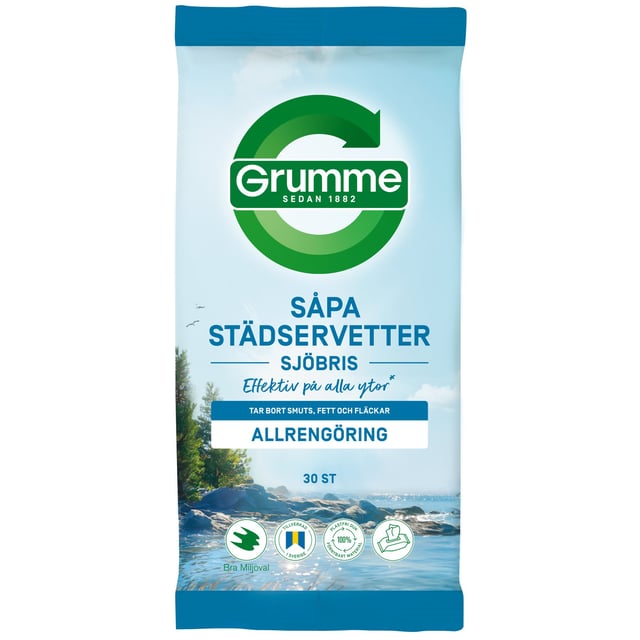 Grumme Såpa Städservetter Sjöbris 30 st | Hushåll - Rengöringsmedel | Apoteka