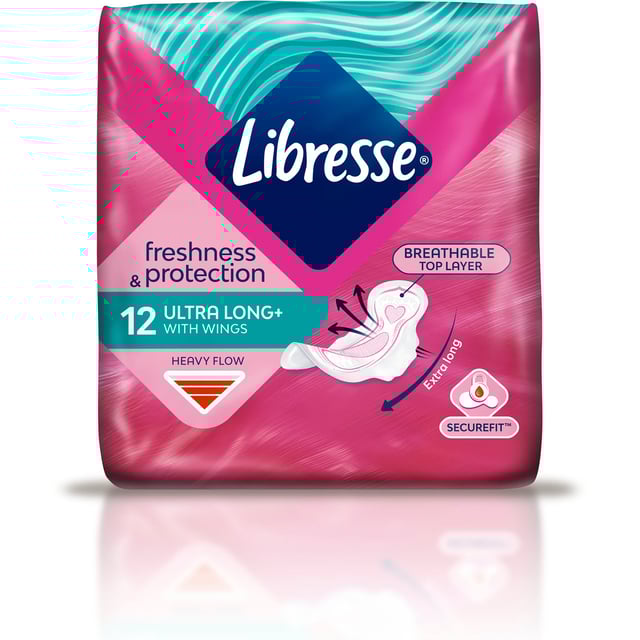 Libresse Freshness & Protection Ultra Long Wing 12 st | Intimvård - Mensskydd - Binda,Intimvård - Underlivsbesvär - Riklig mens | Apoteka