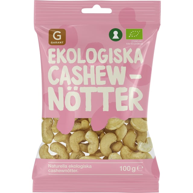 Garant Ekologiska Cashewnötter 100g | Mat & dryck - Snacks & godis - Naturgodis,Mat & dryck - Skafferi - Torkad frukt, nötter & frön | Apoteka