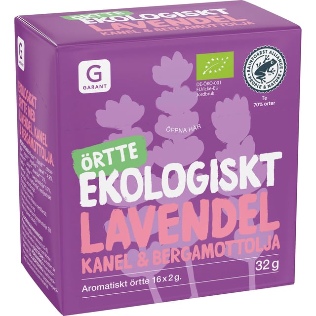 Garant Örtte Lavendel Kanel & Bergamottolja Eko 16 st | Mat & dryck - Drycker - Te | Apoteka