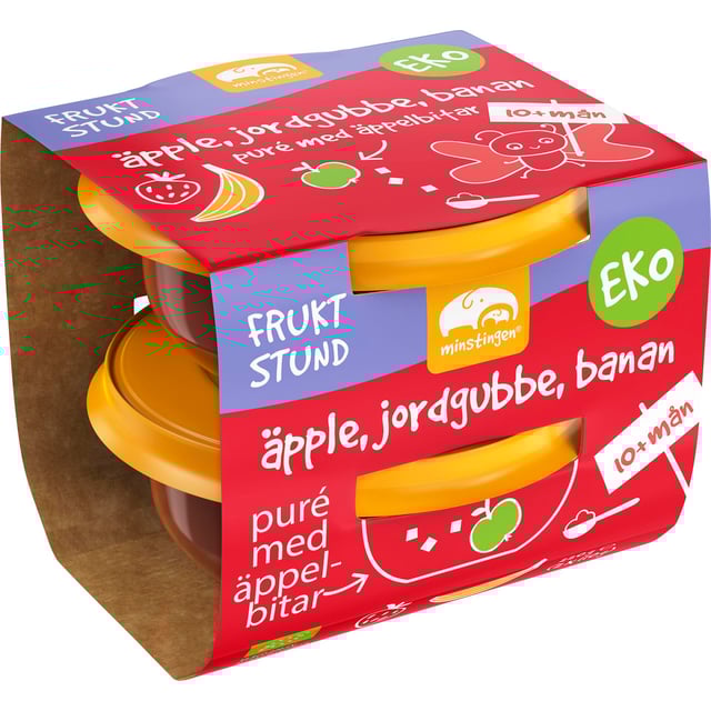 Ministingen Barnmat Äpple Jordgubb Banan 10+ månader 2 st | Baby, barn & förälder - Barnmat - Barnmat mellanmål | Apoteka