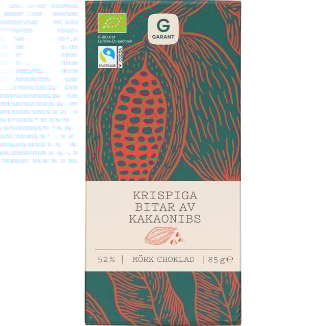 Garant Choklad eko mörk med choco nibs 85 g | Mat & dryck - Skafferi - Kryddor & smaksättning - Kakao,Mat & dryck - Snacks & godis - Choklad | Apoteka